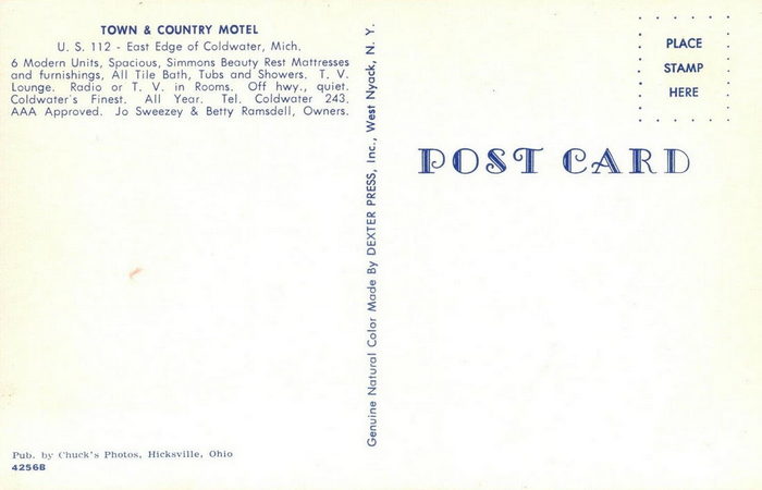 Town & Country Motel (Town and Country Motel) - Old Postcard